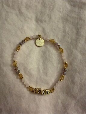 Little Word Project 'LOVE' Bead Bracelet with Rose and Yellow Crystals
